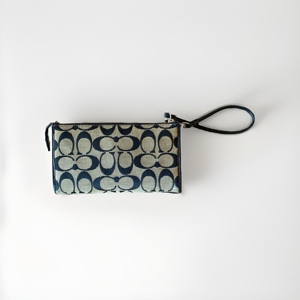 Vintage Coach Signature Black and Light‎ Gray Wallet Wristlet - Picture 3 of 11